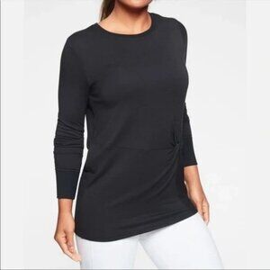 Athleta Nirvana Front Twist Clarity Sweatshirt Black Long Sleeves Size Medium